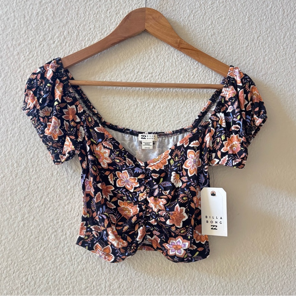 Billabong Floral Blouse - Black and Orange
